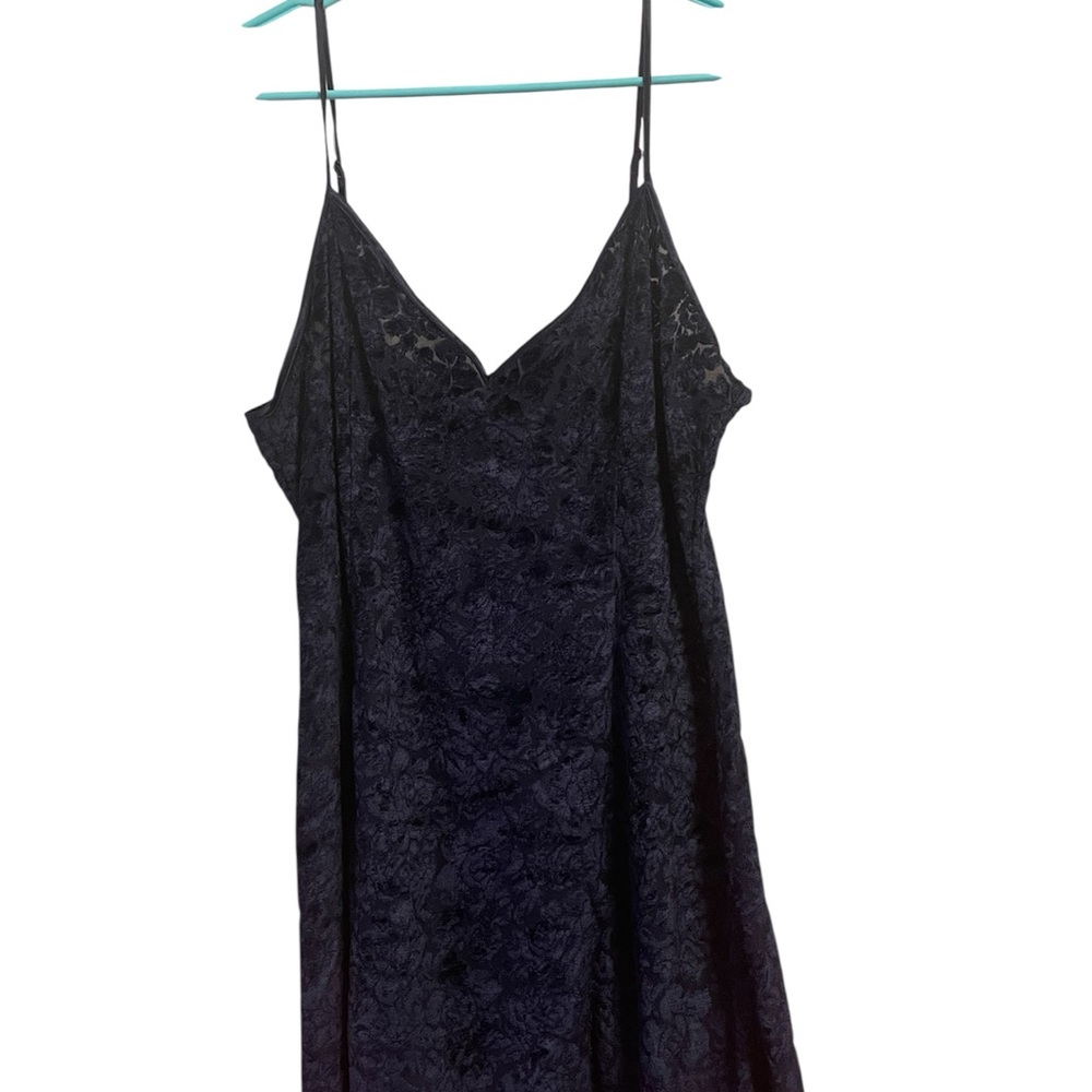 VTG Y2K Victoria secret blue velvet burnout floral tank cami large Whimsigoth